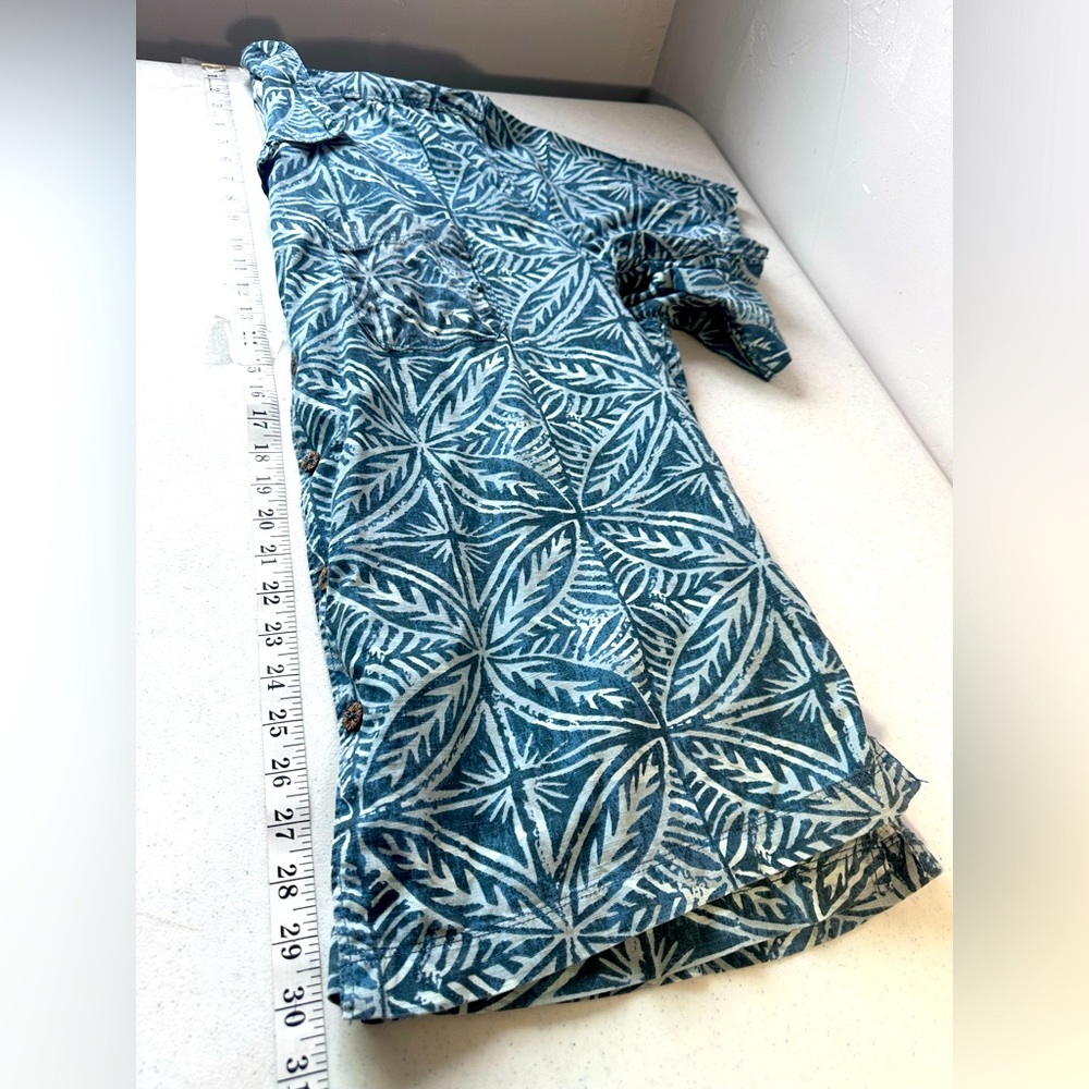 Honolua Blue Leaf Pattern Button Down Cotton Shir… - image 5